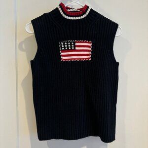 Casual Corner Women's Navy and Red American Flag Jumper